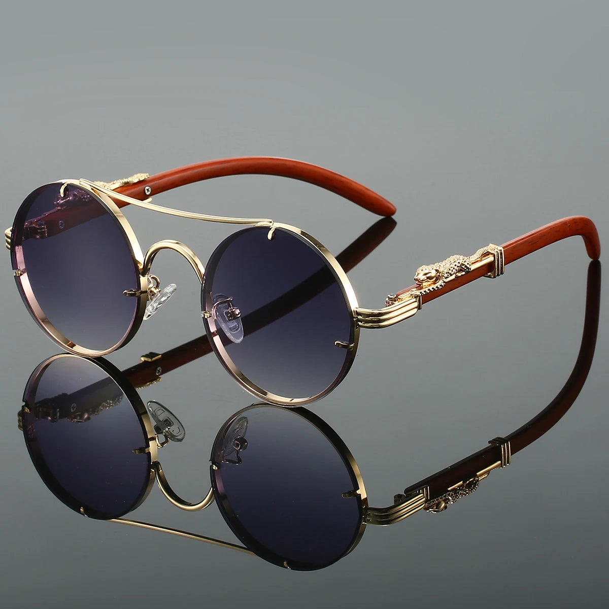 Round Sunglasses Men Fashion Double Bridge Multicolor