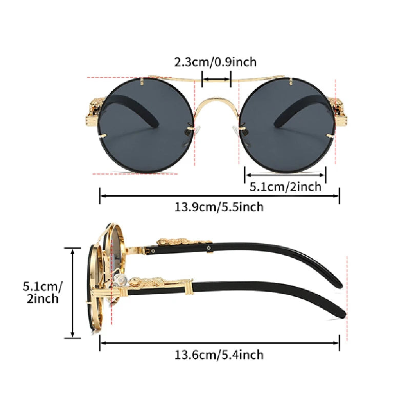 Round Sunglasses Men Fashion Double Bridge Multicolor