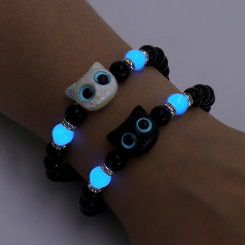 Cute Cartoon Big Eye Cat Luminous Bracelets Glow In The Dark