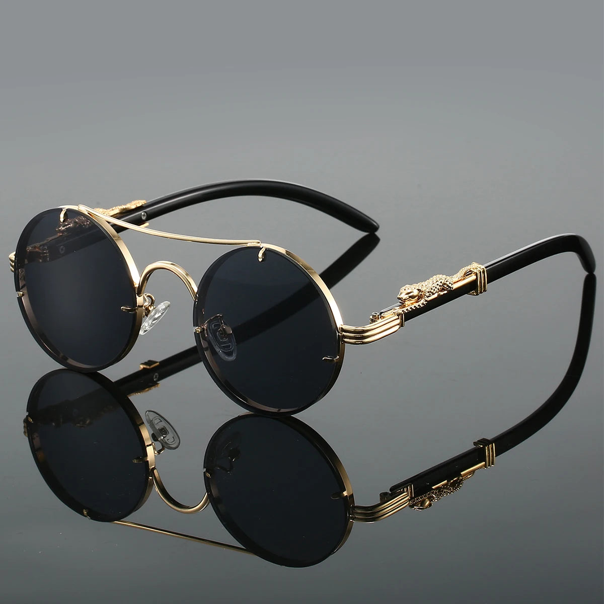 Round Sunglasses Men Fashion Double Bridge Multicolor