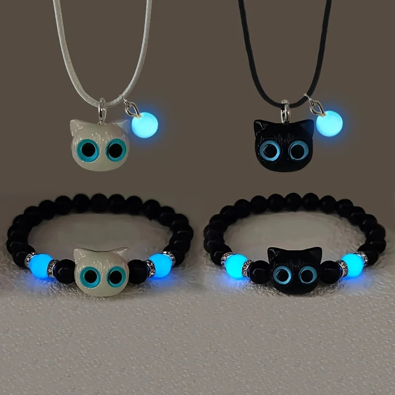 Cute Cartoon Big Eye Cat Luminous Bracelets Glow In The Dark