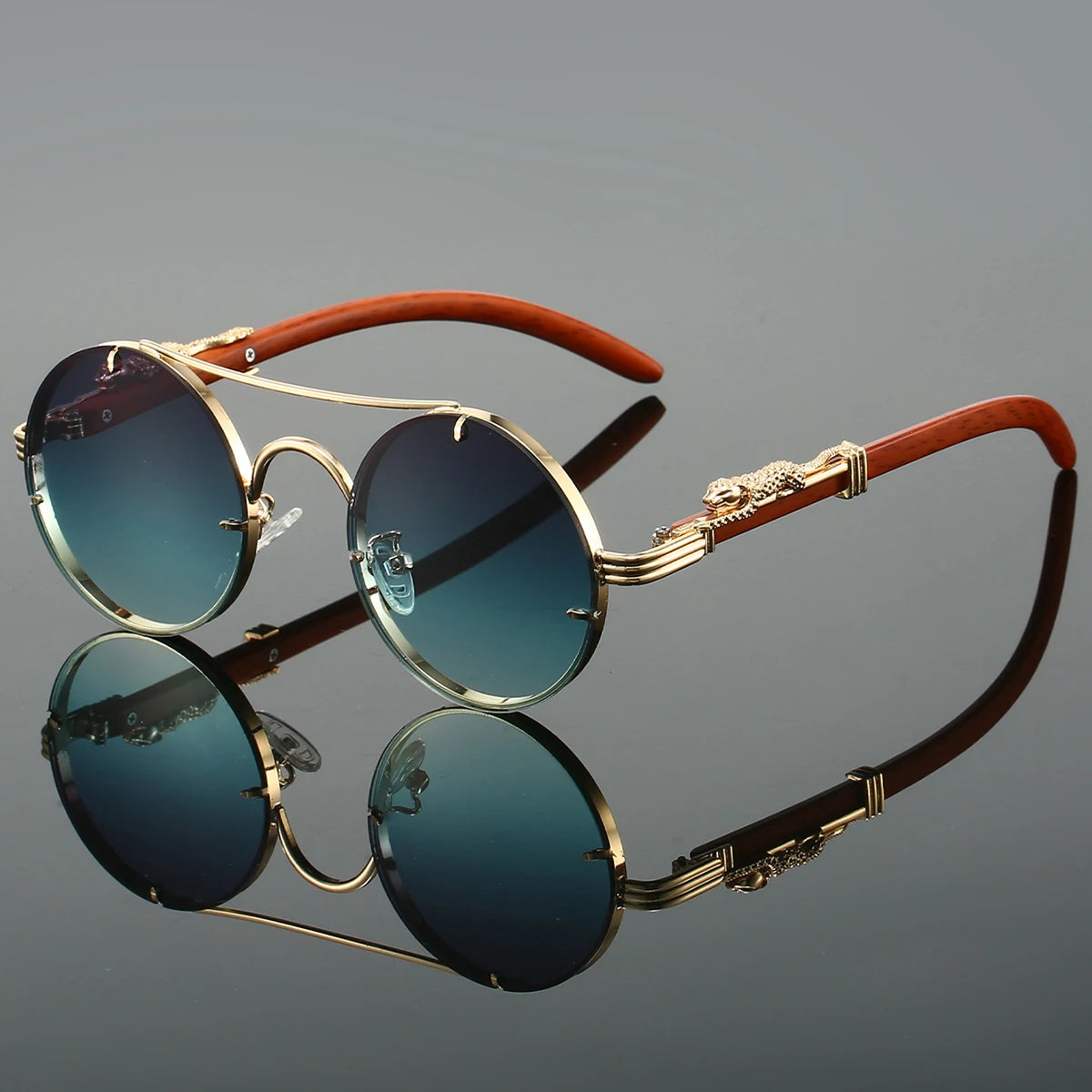 Round Sunglasses Men Fashion Double Bridge Multicolor