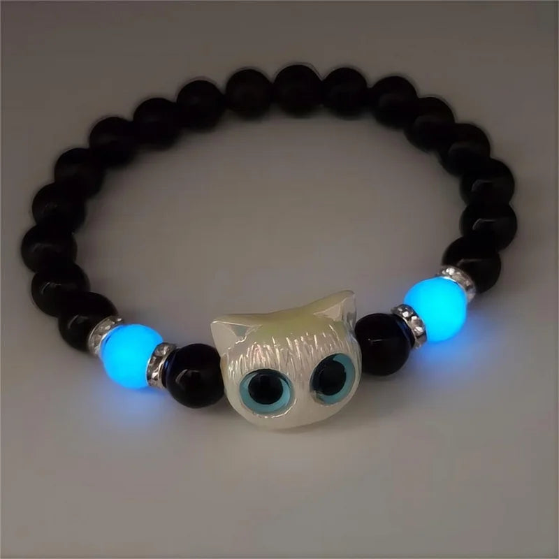 Cute Cartoon Big Eye Cat Luminous Bracelets Glow In The Dark