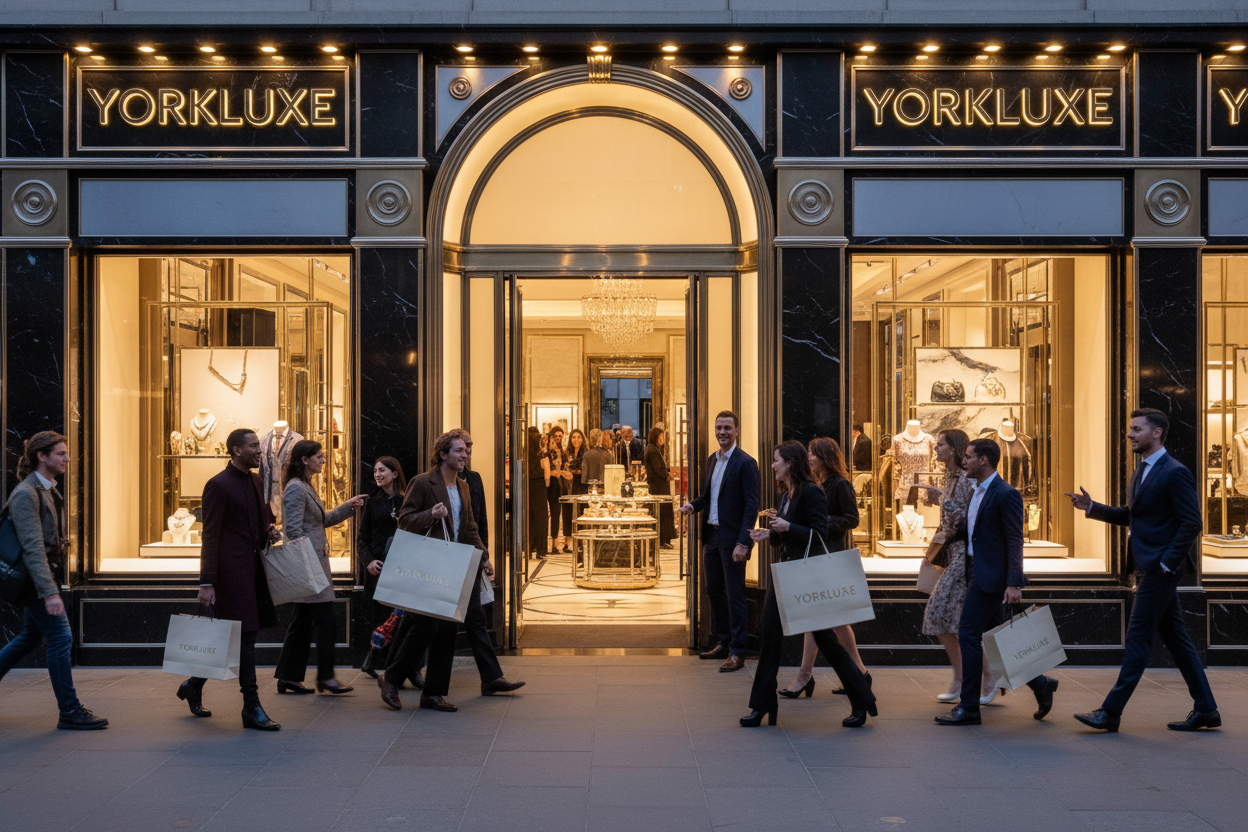 UNA TIENDA QUE SE LLAMA YORKLUXE ENTRA MUCHA GENTE A COMPRAR 